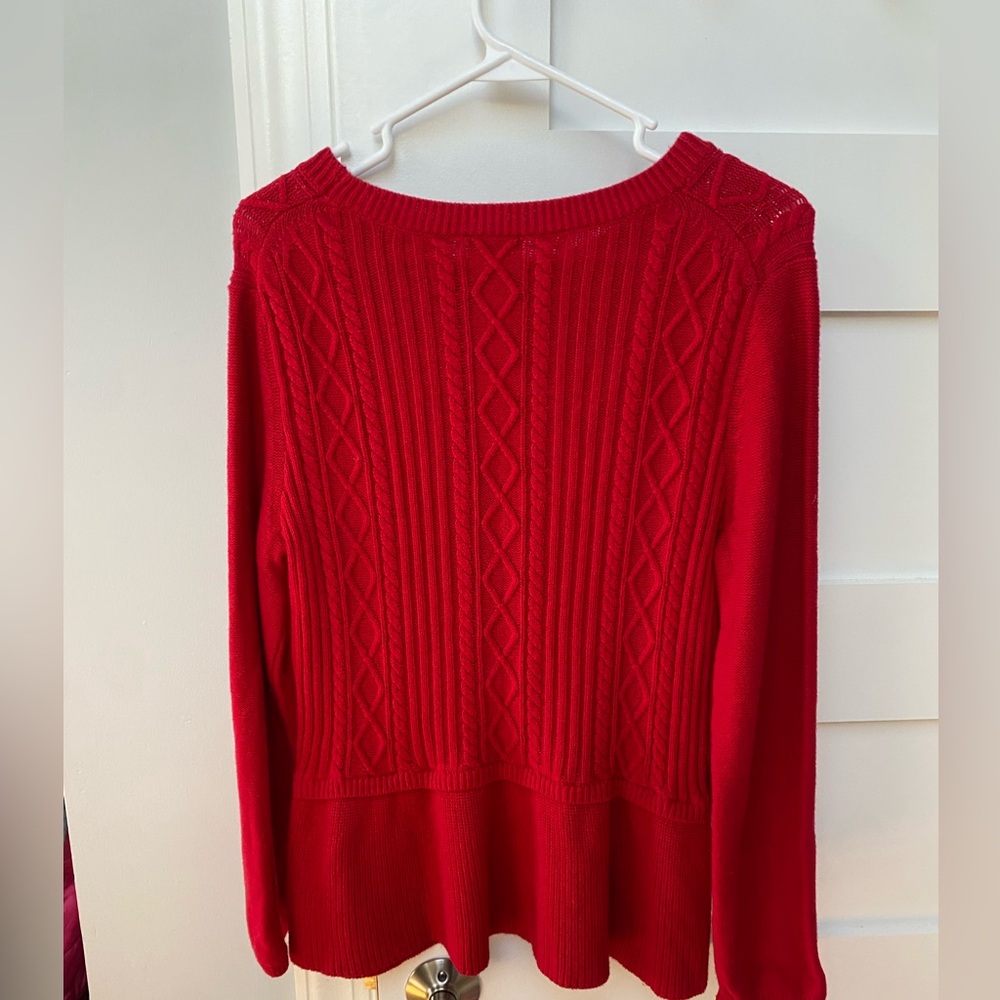 Talbots Red Cable Knit Sweater - Picture 5 of 6